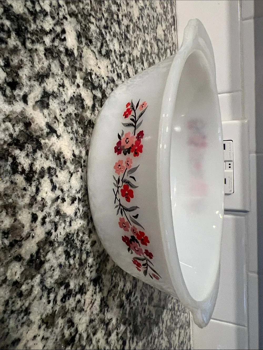 Fire King 1 quart Floral Serving Bowl - Pink & Red Flower Design